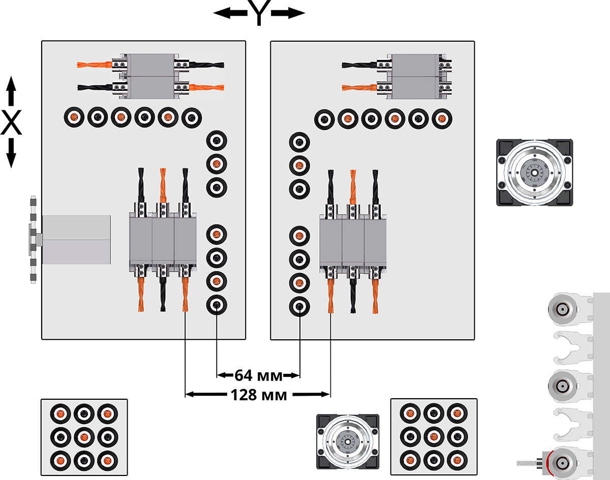 Configuration of the drilling group of the KDT KD-612thz machine
